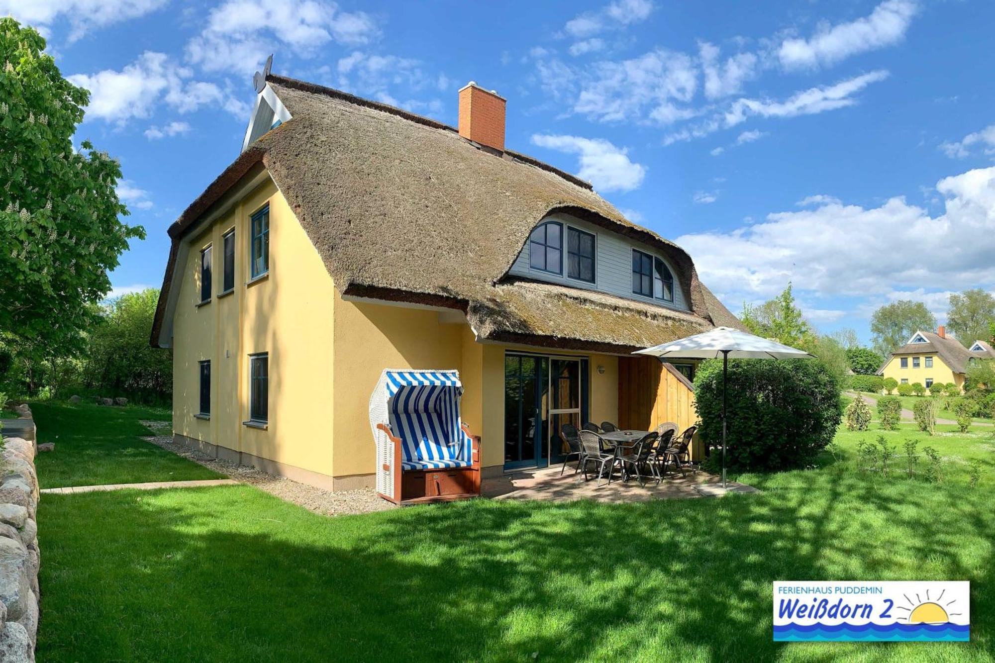 Puddemin Familienfreundliches Reetdachhaus Weissdorn 2ヴィラ エクステリア 写真
